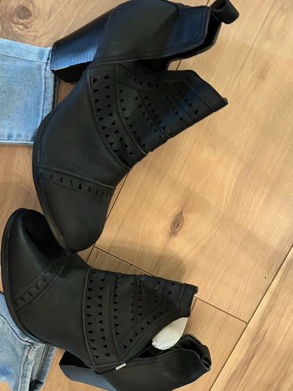 size 8 womens black ankle boots winter fall eight shoes faux leather